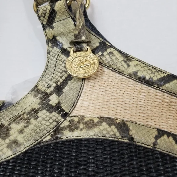 Vintage Brahmin Jute and Snakeskin Hobo bag
